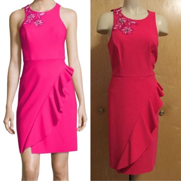 Marchesa Notte Draped Beaded Flower Embroi… - Picture 5 of 9